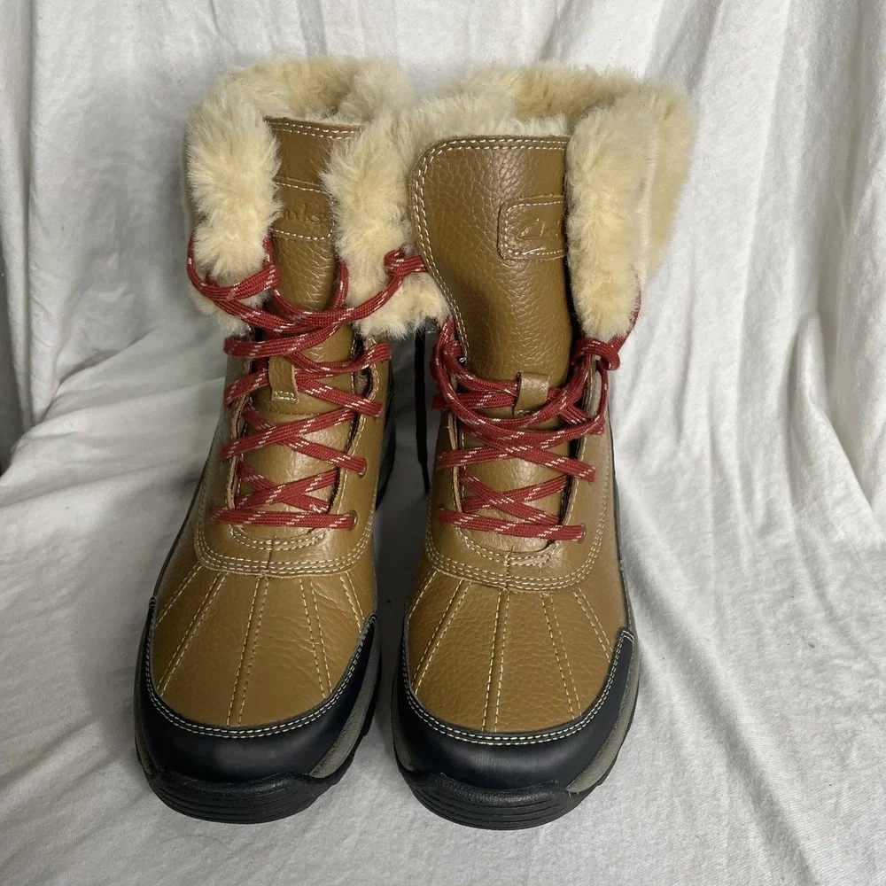 Clarks Mazlyn Arctic Womens Sz 7.5 Duck Boots Brown‎ Insulated Faux Fur